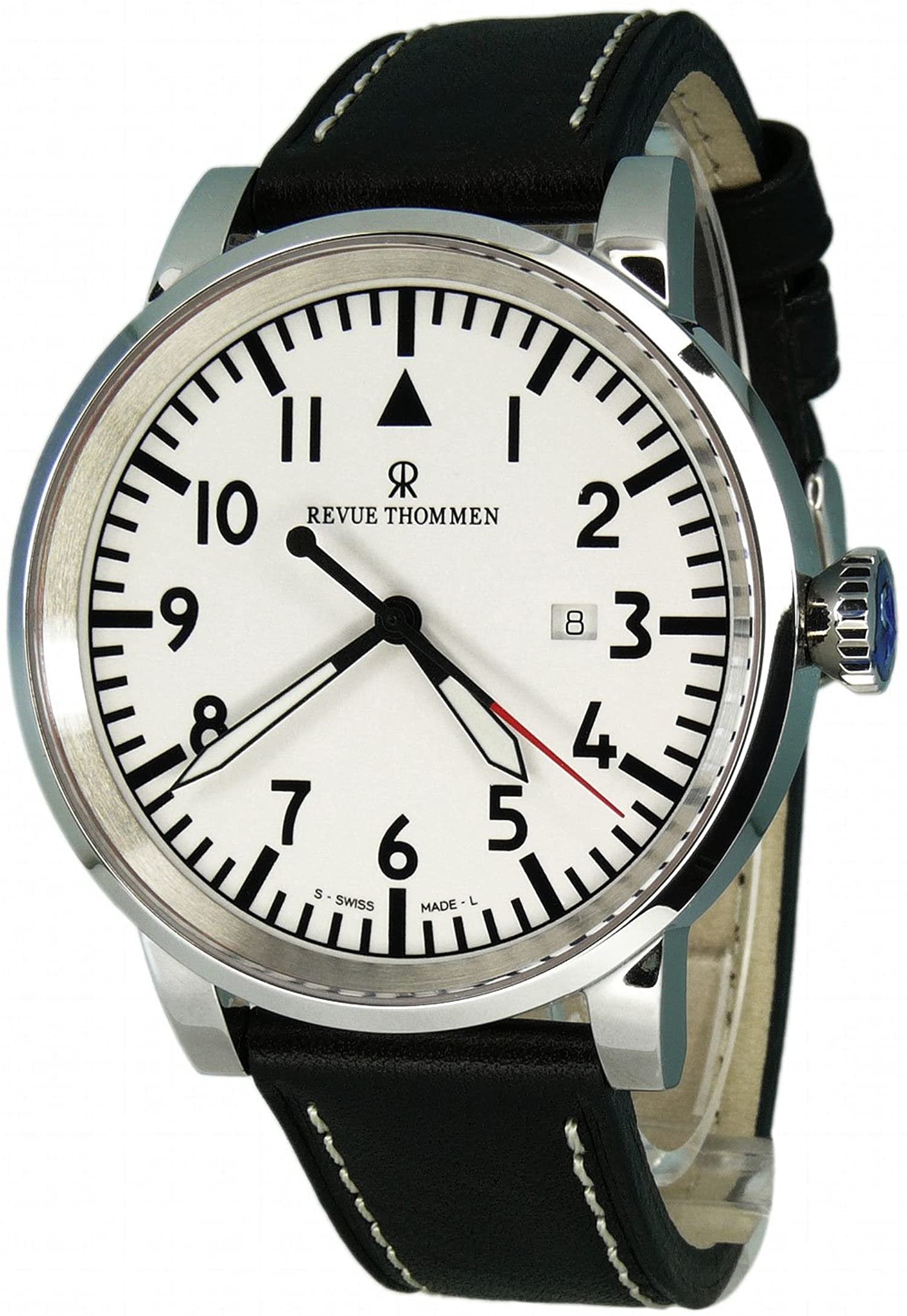 Revue Thommen Herren Armbanduhr Automatik Werk,  47 mm Lederarmband schwarz, Sapphire Crystal Airspeed XL16053.2533