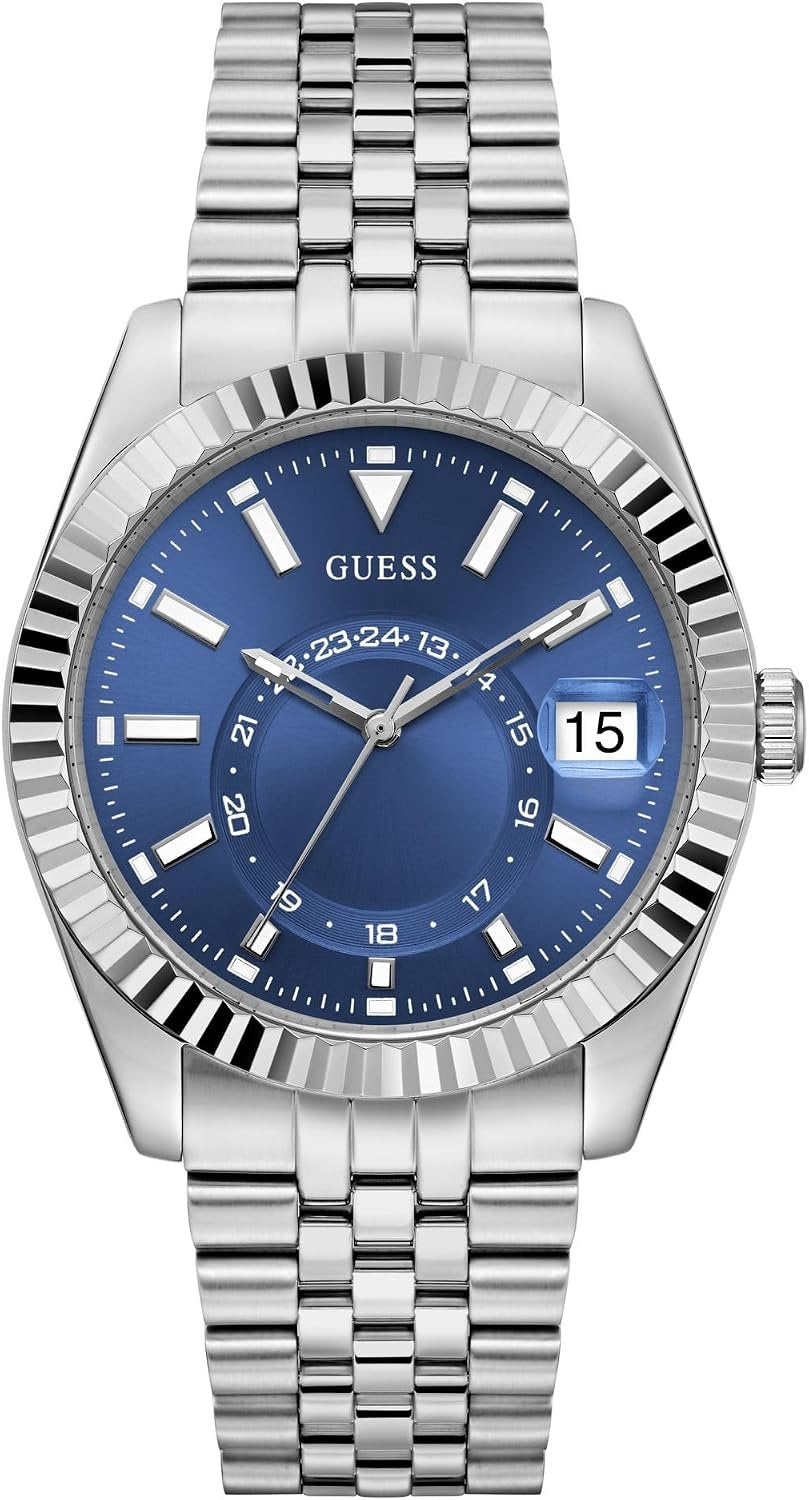 Guess Armbanduhr Herren Jaden Silver Tone Multi-function Date Watch Silber GW0977G1