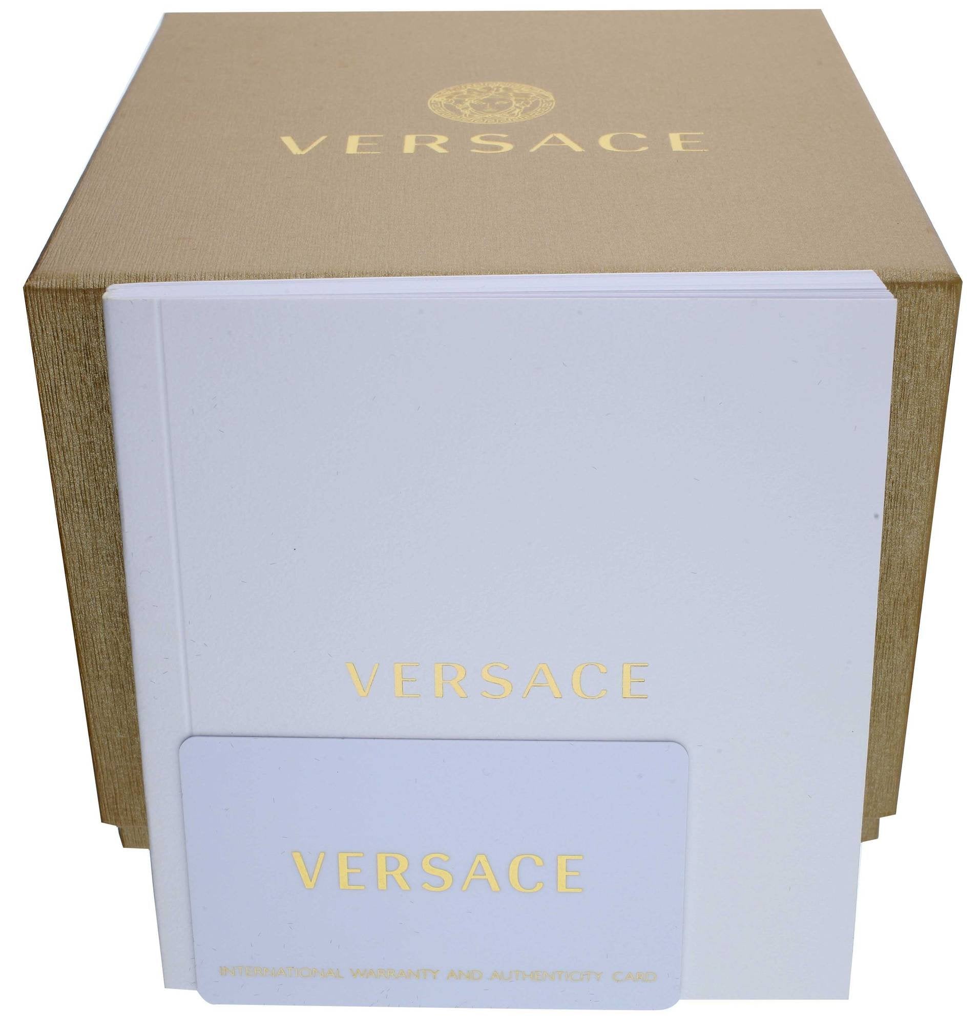 Versace Chronograph Signature Herrenuhr Silber Stahl Schwarz Zifferblatt 44mm VVEV6015 23