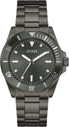 GUESS Armbanduhr Herren Dark Silver-Tone and Green Analog Watch Gunmetal Grün GW0968G3