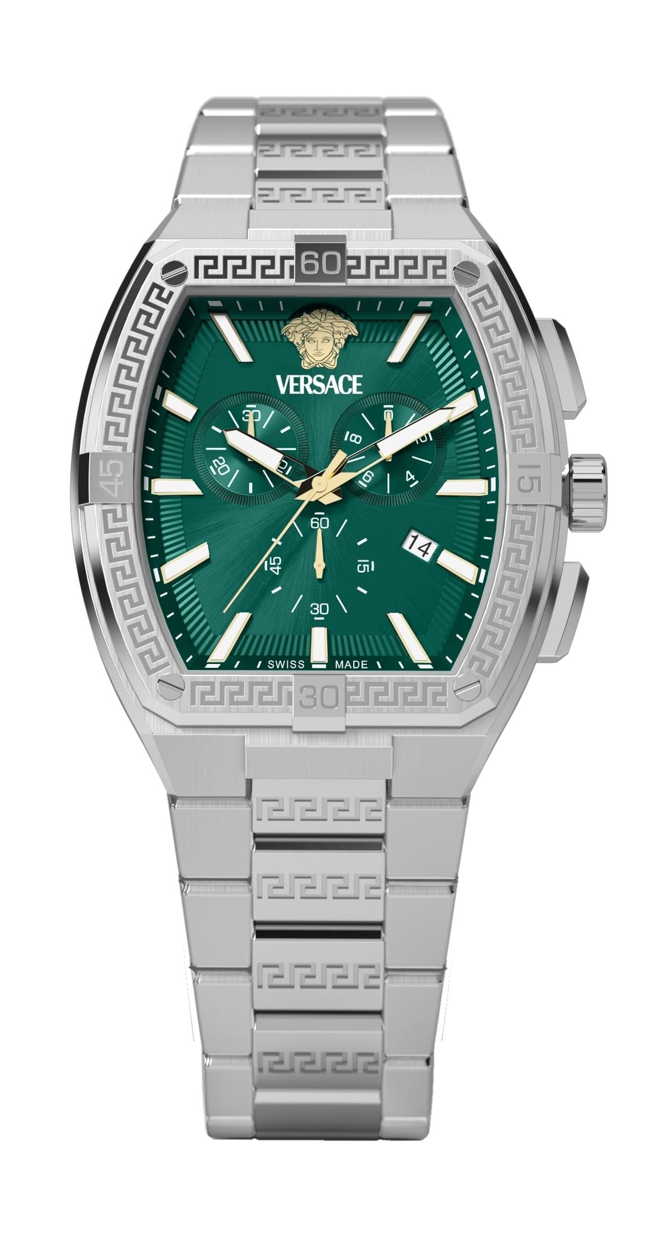 Versace Armbanduhr Herren Greca Sport Chronograph Silber Grün VESP01025
