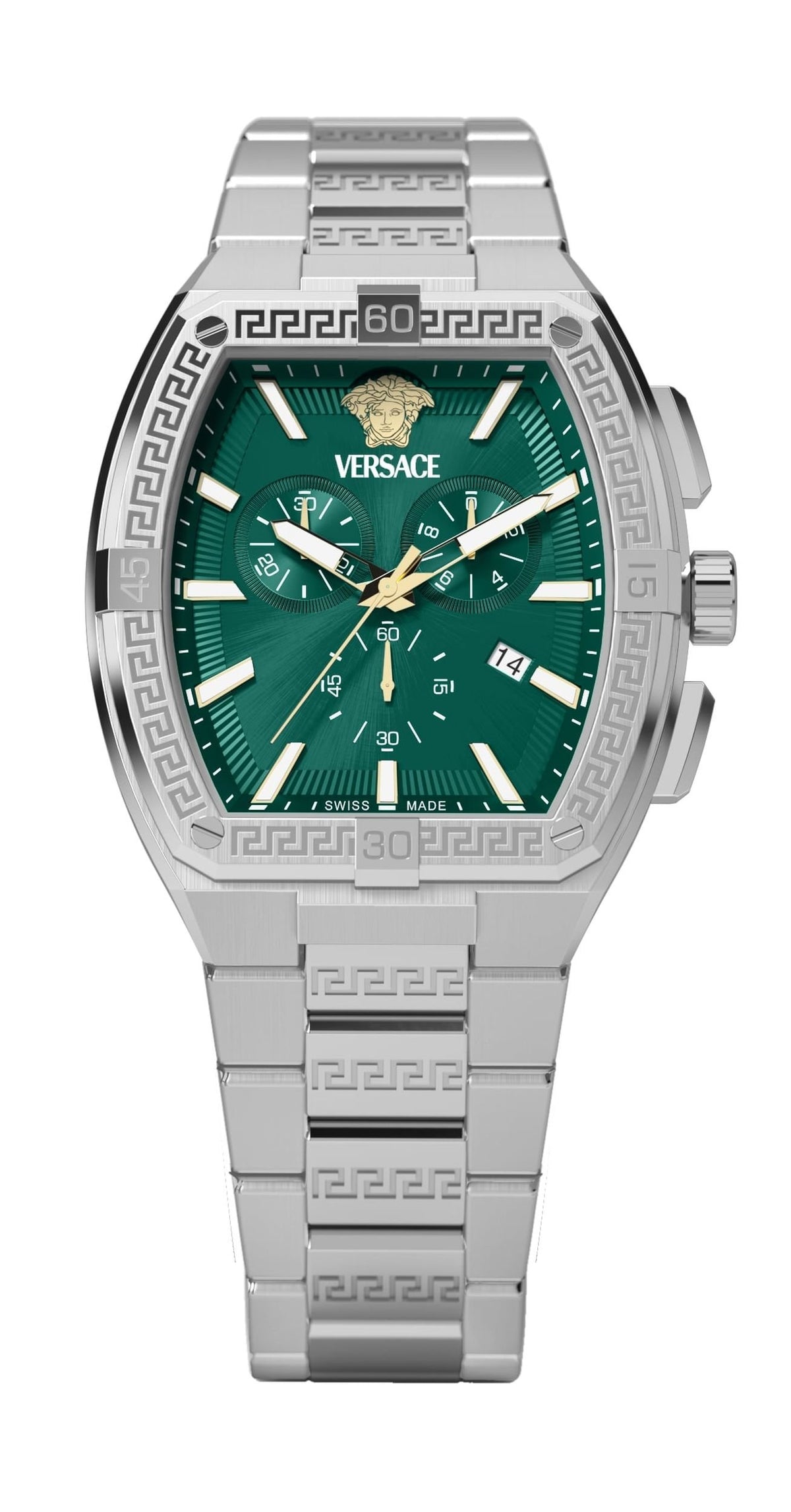 Versace Armbanduhr Herren Greca Sport Chronograph Silber Grün VESP01025