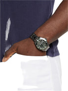 GUESS Armbanduhr Herren Dark Silver-Tone and Green Analog Watch Gunmetal Grün GW0968G3