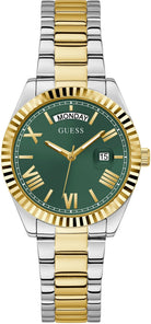 Guess Damen Armbanduhr Luna, Day/Date silber, gold 36 mm GW0308L5
