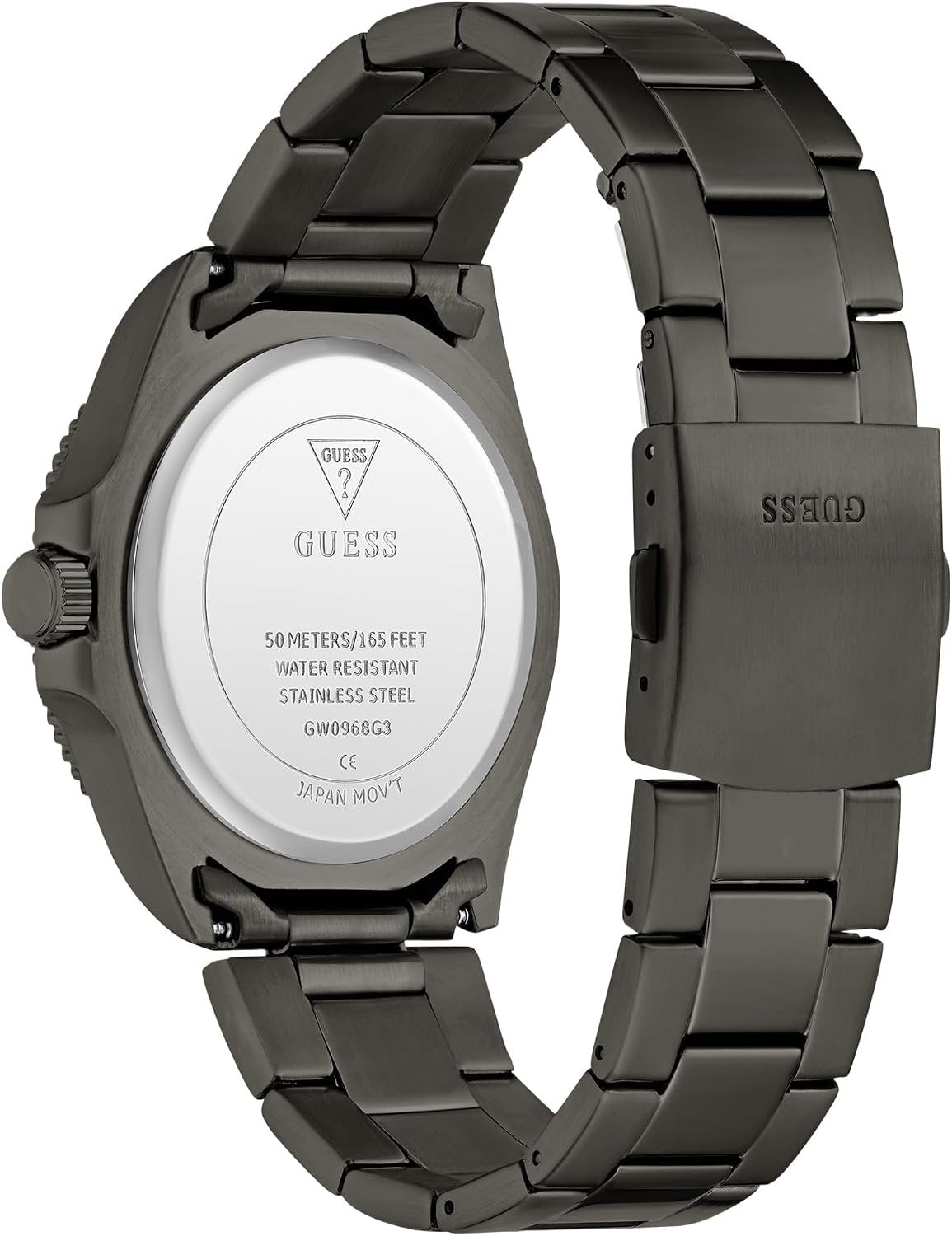 GUESS Armbanduhr Herren Dark Silver-Tone and Green Analog Watch Gunmetal Grün GW0968G3