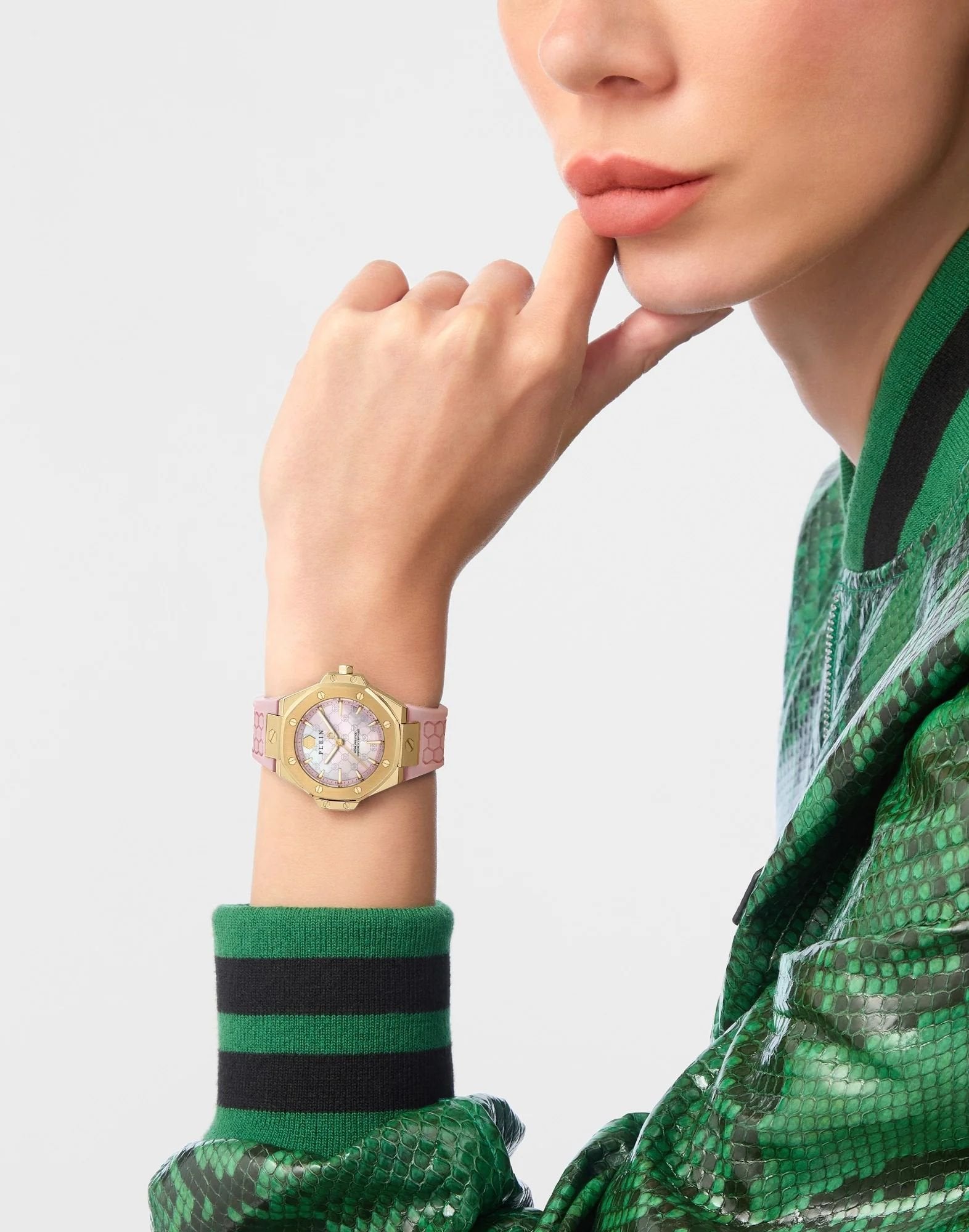 Philipp Plein Damenuhr Royal Prestige PW4FA0225 Gold / Pink (Silikon)