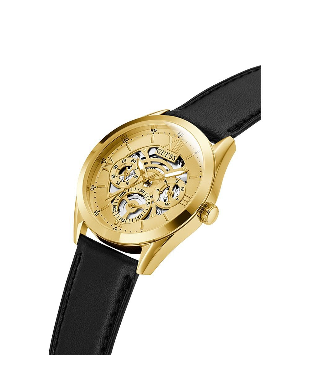 Guess Herren Armbanduhr Multifunktionsuhr Tailor schwarz, gold 42 mm GW0389G2