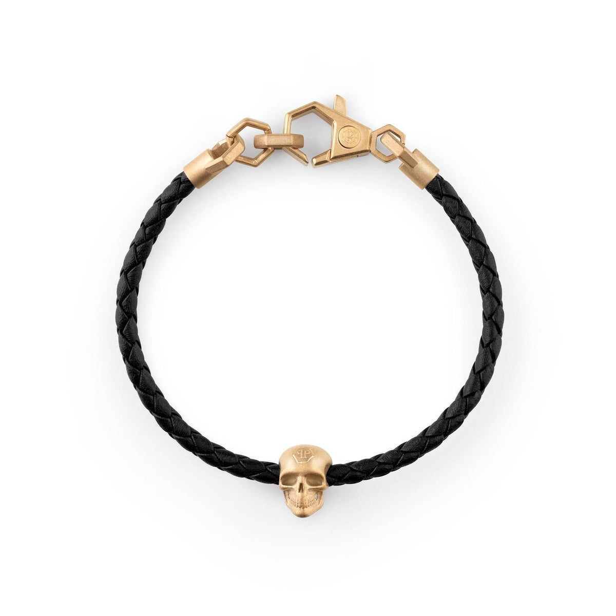 Philipp Plein Herren Armband LINKED Leder Gold Schwarz PJYEA14BU