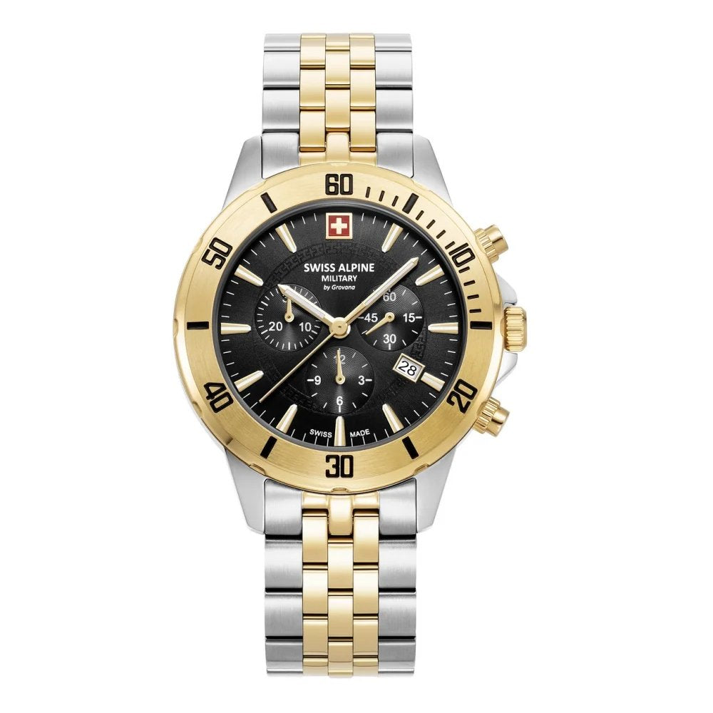 Swiss Alpine Military by Grovana Herrenuhr Cruiser Chronograph Bicolor Schwarz 7024.9147
