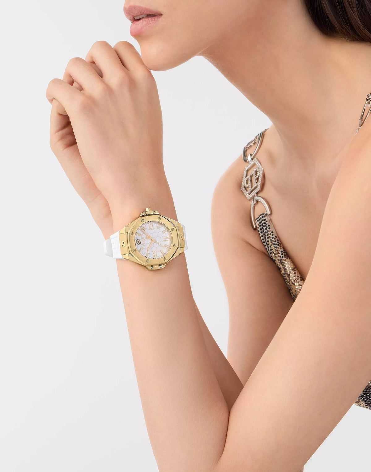 Philipp Plein Damenuhr Lady Royal PWBDA0224 Gold Weiß 39 mm