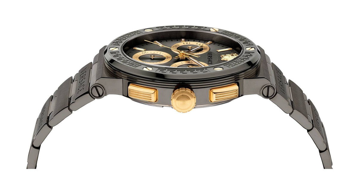Versace Herrenuhr Chronograph Greca Logo Chrono VEZ900521 Anthrazit