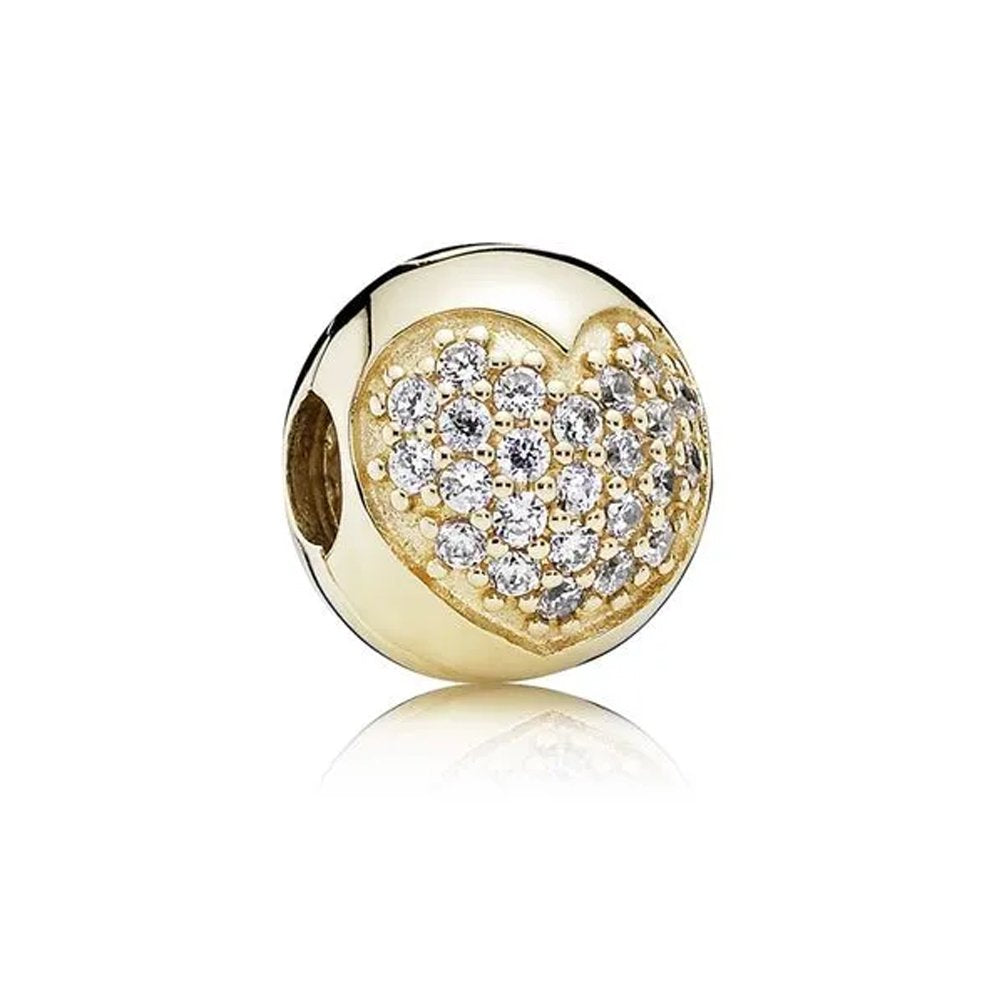 Pandora  Damen Pavé-Herz LOVE OF MY LIFE Clip Charm Gold 750832CZ