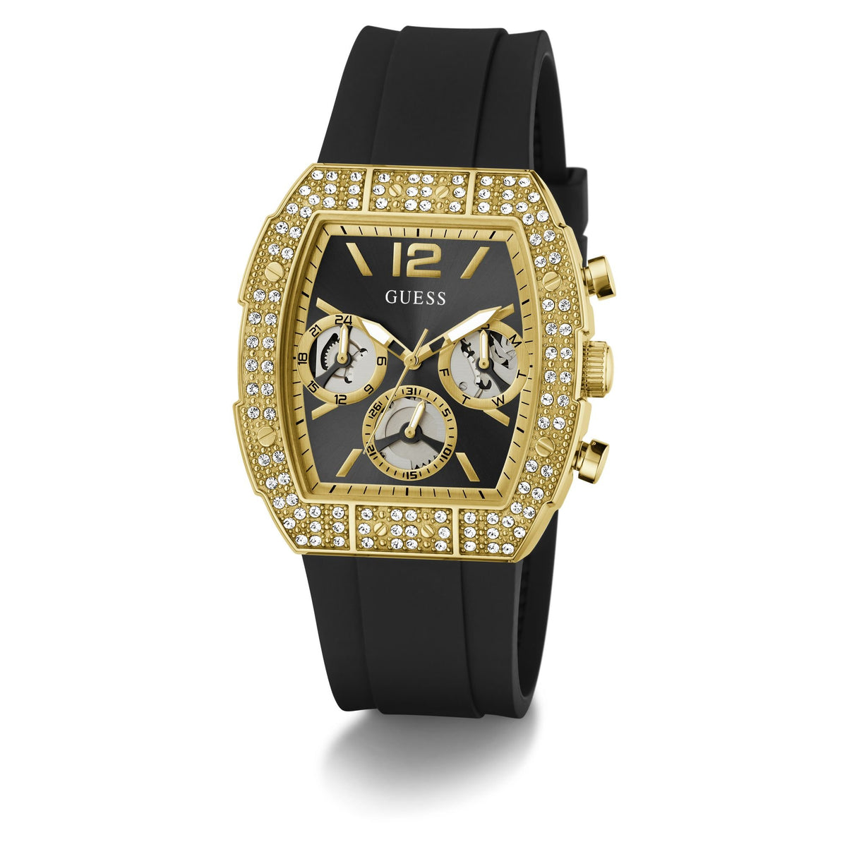 guess Armbanduhr Herren Phoenix Quantum Schwarz Gold GW1069G2