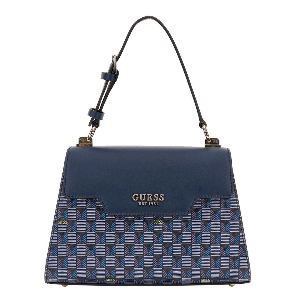 Guess Damen Handtasche Hallie Geometric Print Blau HWJT8740200BUG