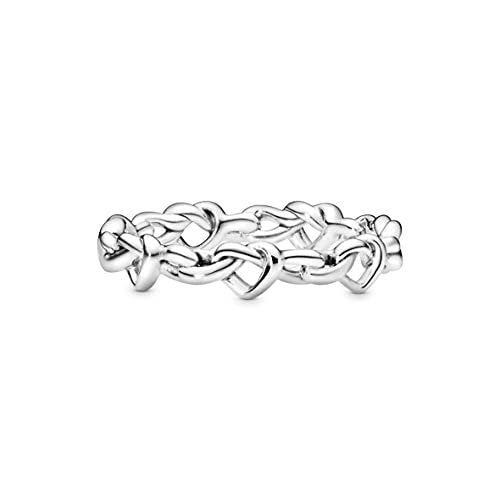 PANDORA Knotenherzen Ring aus Sterling-Silber aus der PANDORA Moments Kollektion, Größe: 52, 198018-52