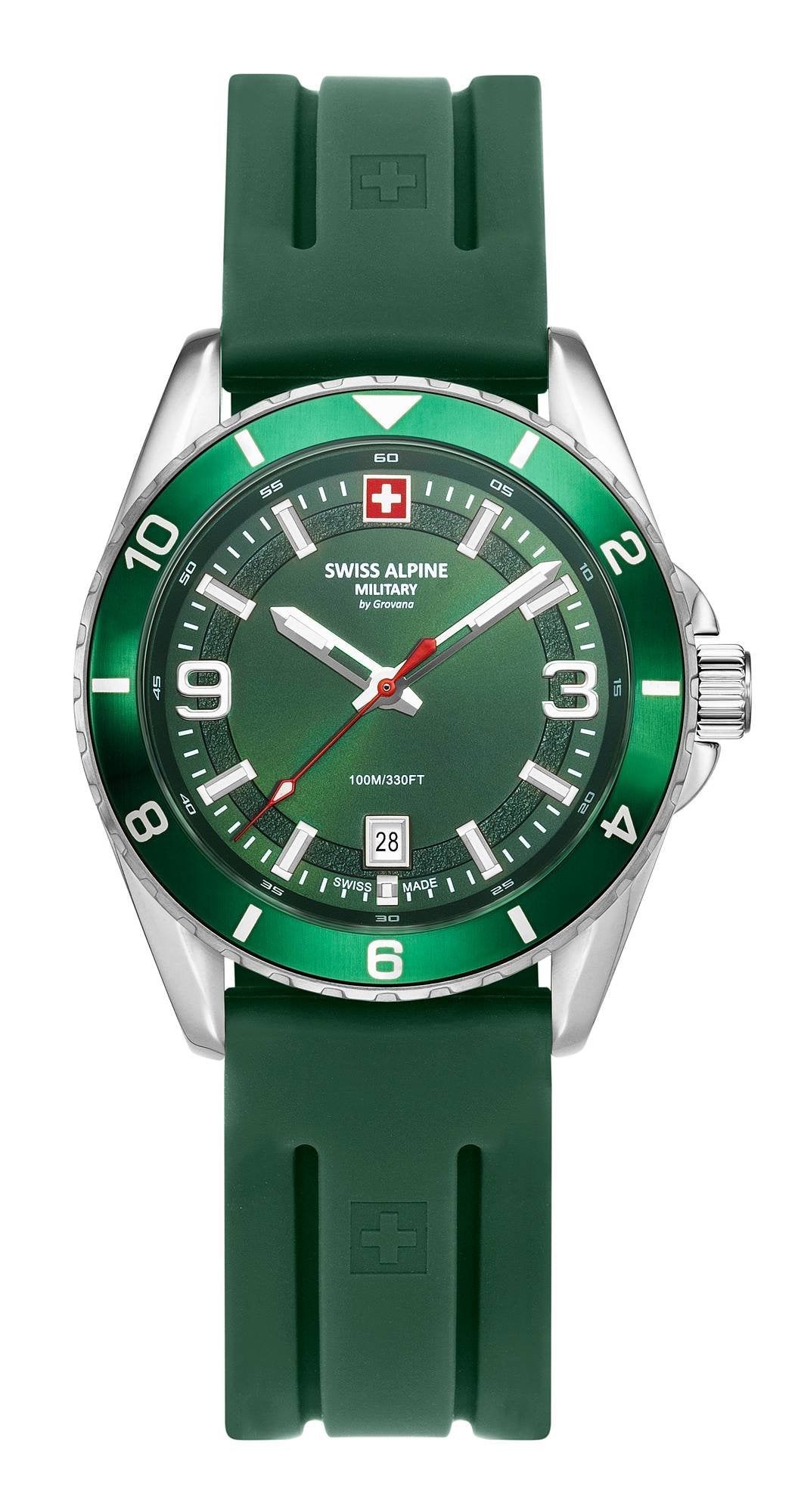 Swiss Alpine Military Herrenuhr Sierra silber-grün 42mm 7034.1834