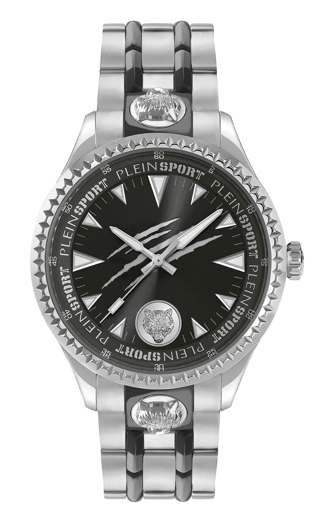 Plein Sport Herren Uhr LINEMAN PS5BA0924 Edelstahl Silber Schwarz 45 mm
