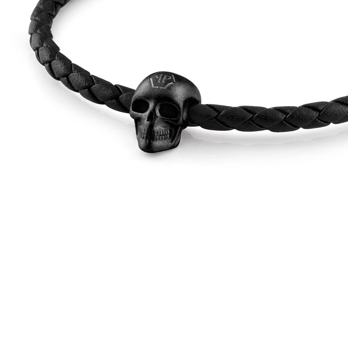Philipp Plein Armband Herren Schwarz Leder Edelstahl PJYEA15BU