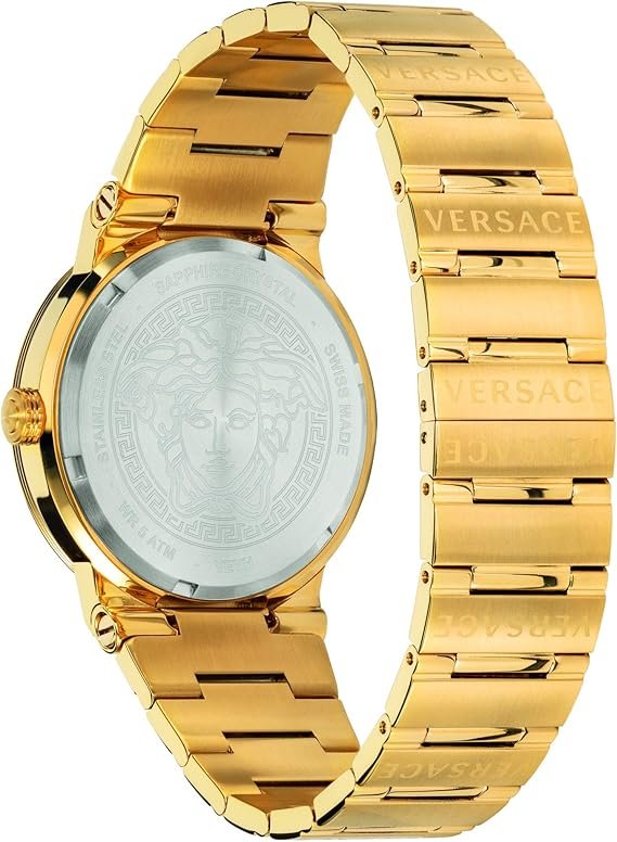Versace Damenarmbanduhr GRECA LOGO 38 D/BLK B/IP2N YELLOW GOLD- IP1N BRACEL