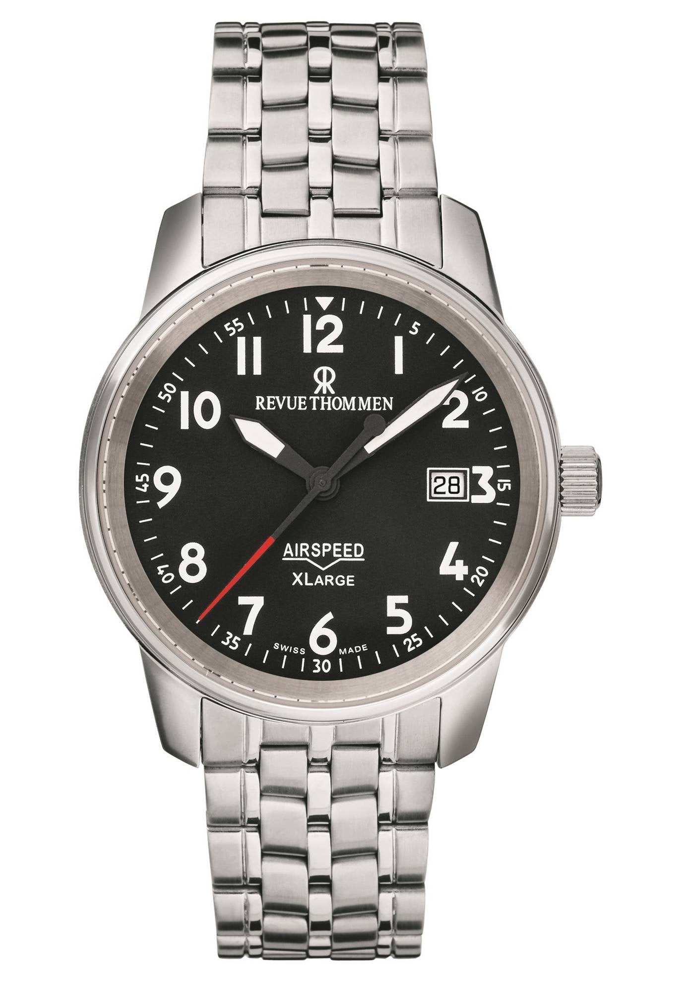 Revue Thommen Herren Armbanduhr Automatic Airspeed Xlarge 40 mm Date Window Armband Edelstahl 16052.2137