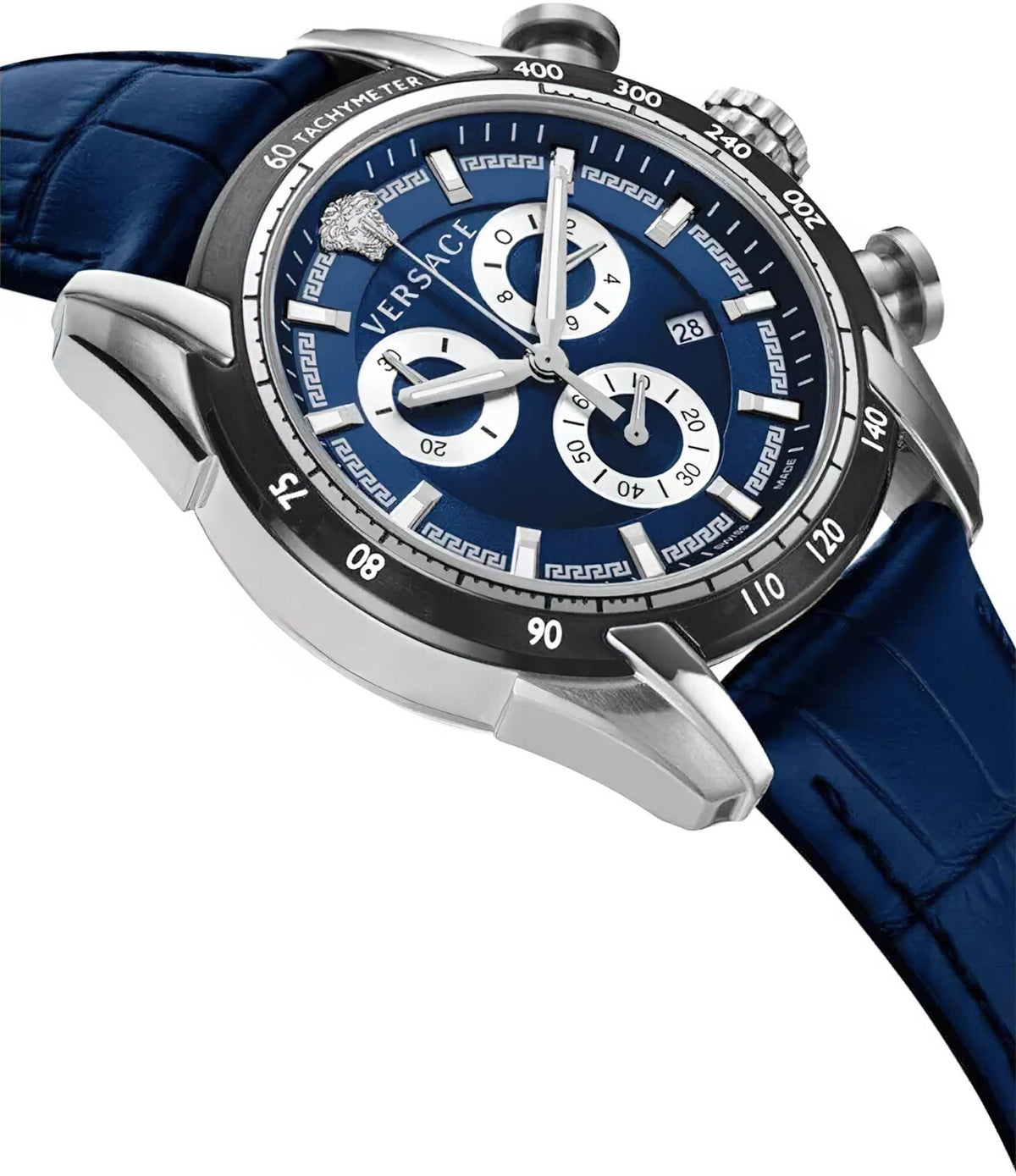 Versace Herren Chronograph V-Ray Chrono Silber Blau VE2I00721