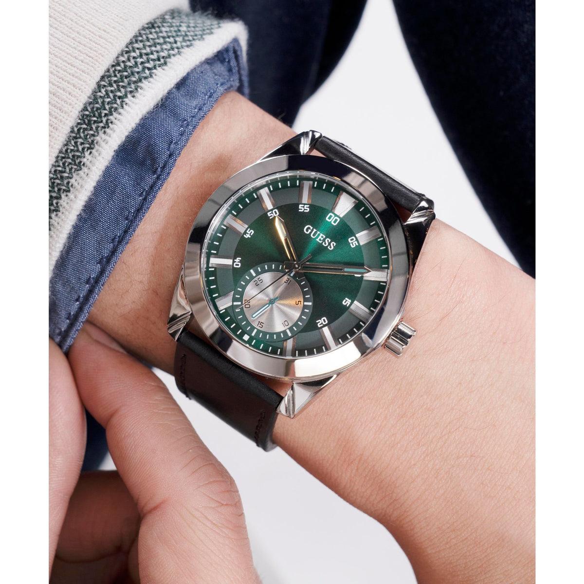 Guess Herren Armbanduhr GREYSON GW0793G1 Schwarz Silber Grün