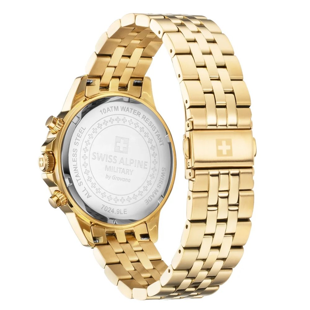 Swiss Alpine Military by Grovana Herrenuhr Cruiser Chronograph Gold Grün 7024.9114
