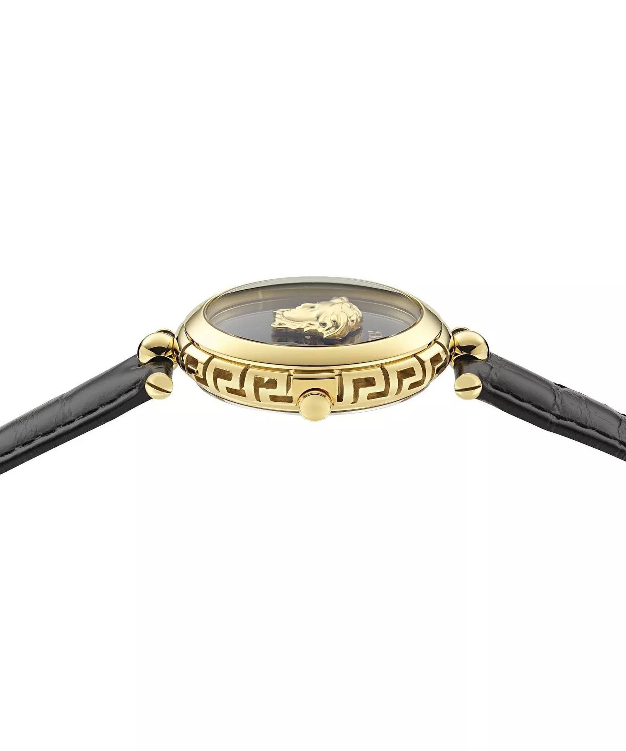 Versace Damenuhr Medusa Heritage Schwarz/Gold Lederband VE9D00124