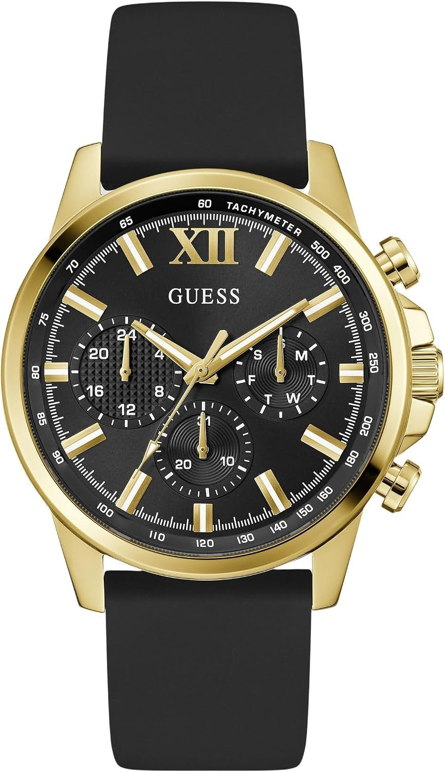 Guess Armbanduhr Herren Walker Multifunktion Gold Schwarz GW0913G2