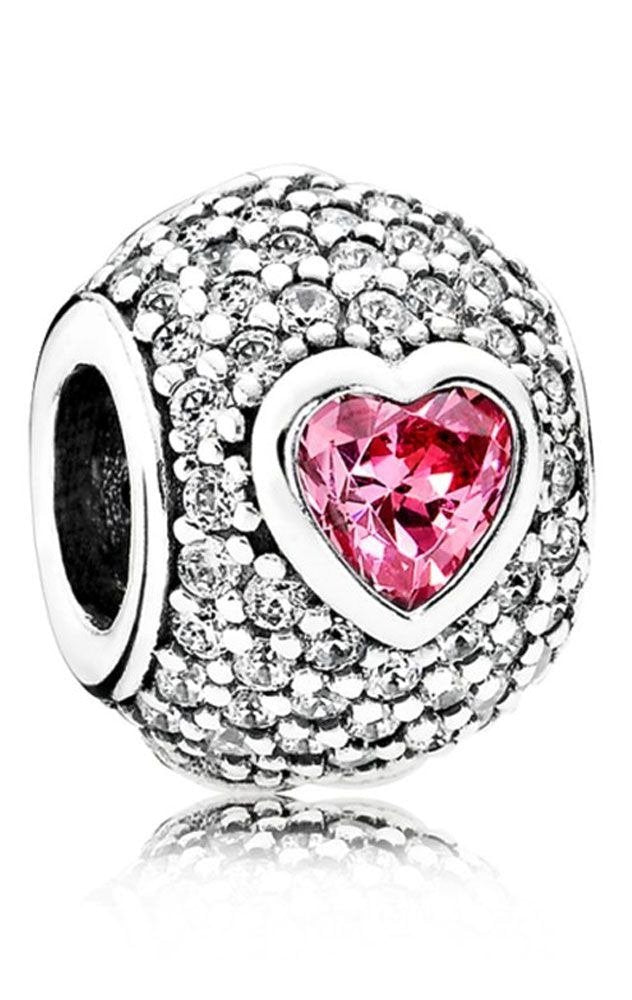 Pandora Charm Damen Verzauberte Herzen Silber Rosa 791815CZS
