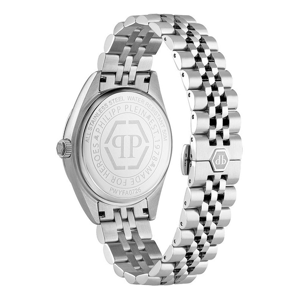 Philipp Plein Damenuhr Date Superlative Silberfarben, Hellblau PWYFA0726