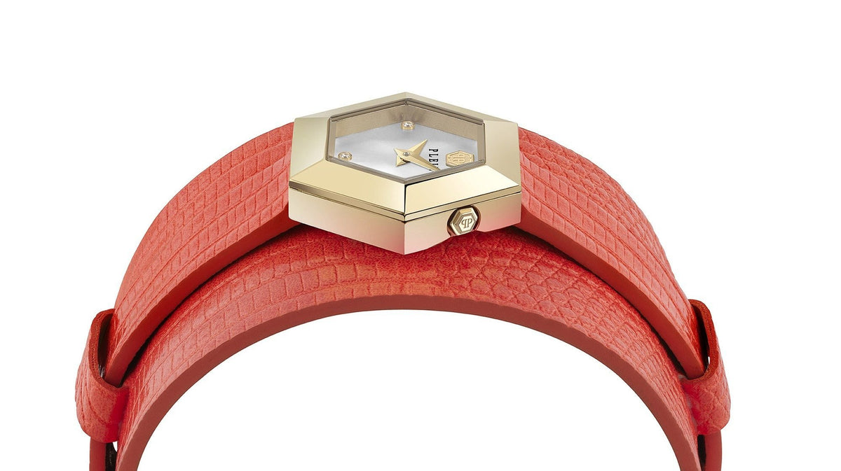 Philipp Plein Damen Armbanduhr LA JUNGLE DE PLEIN Leder PW6FA0325 Orange/Taupe
