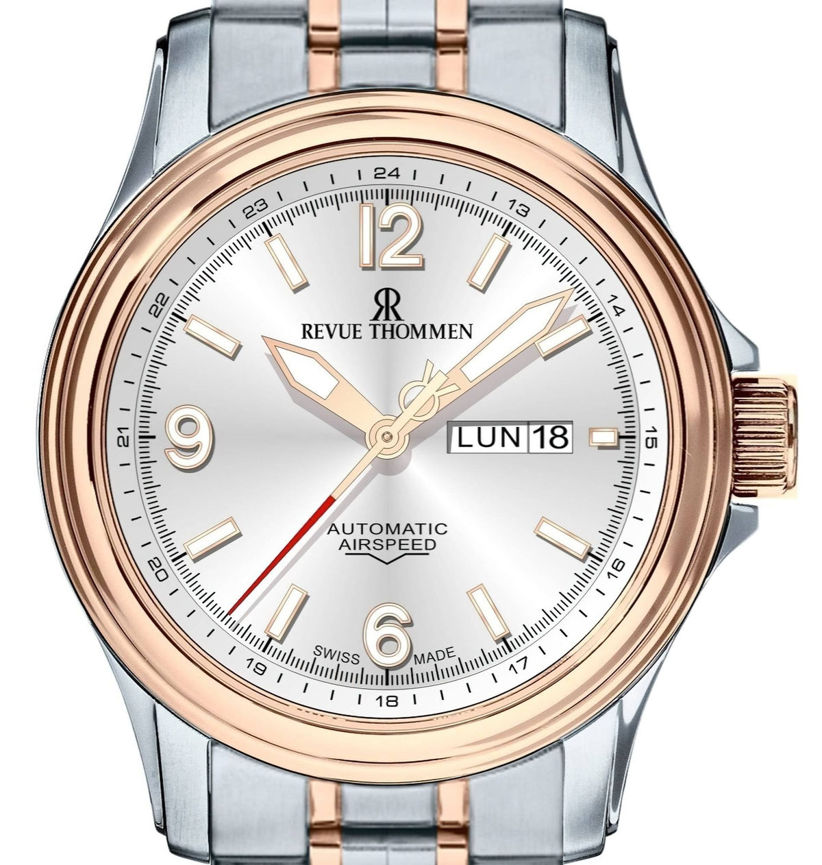 Revue Thommen Uhr Herren Air Speed Xlarge Silber Bicolor 16040.2452