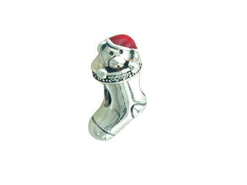 PANDORA Weihnachtsstrumpf Silber Zirkonia & Emaille Charm