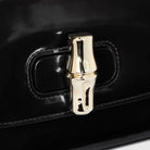 Gucci Medium Black GG Emblem Shoulder Bag Bamboo Night Clutch Schwarz 827740-AACY9-1000