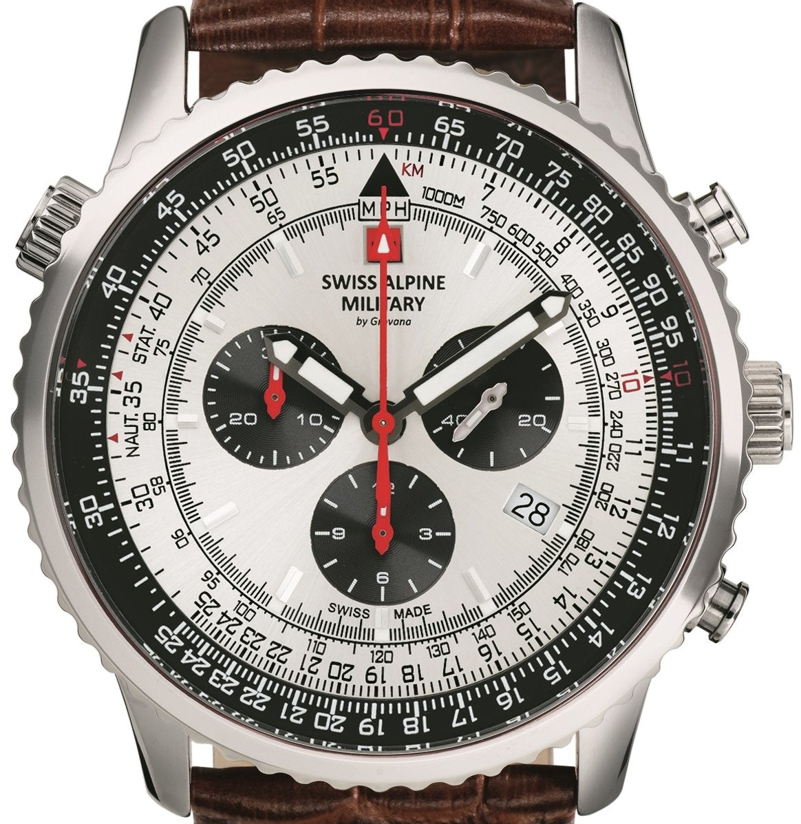 Swiss Alpine Military Herren Armbanduhr 45 mm Armband Leder 7078.9532