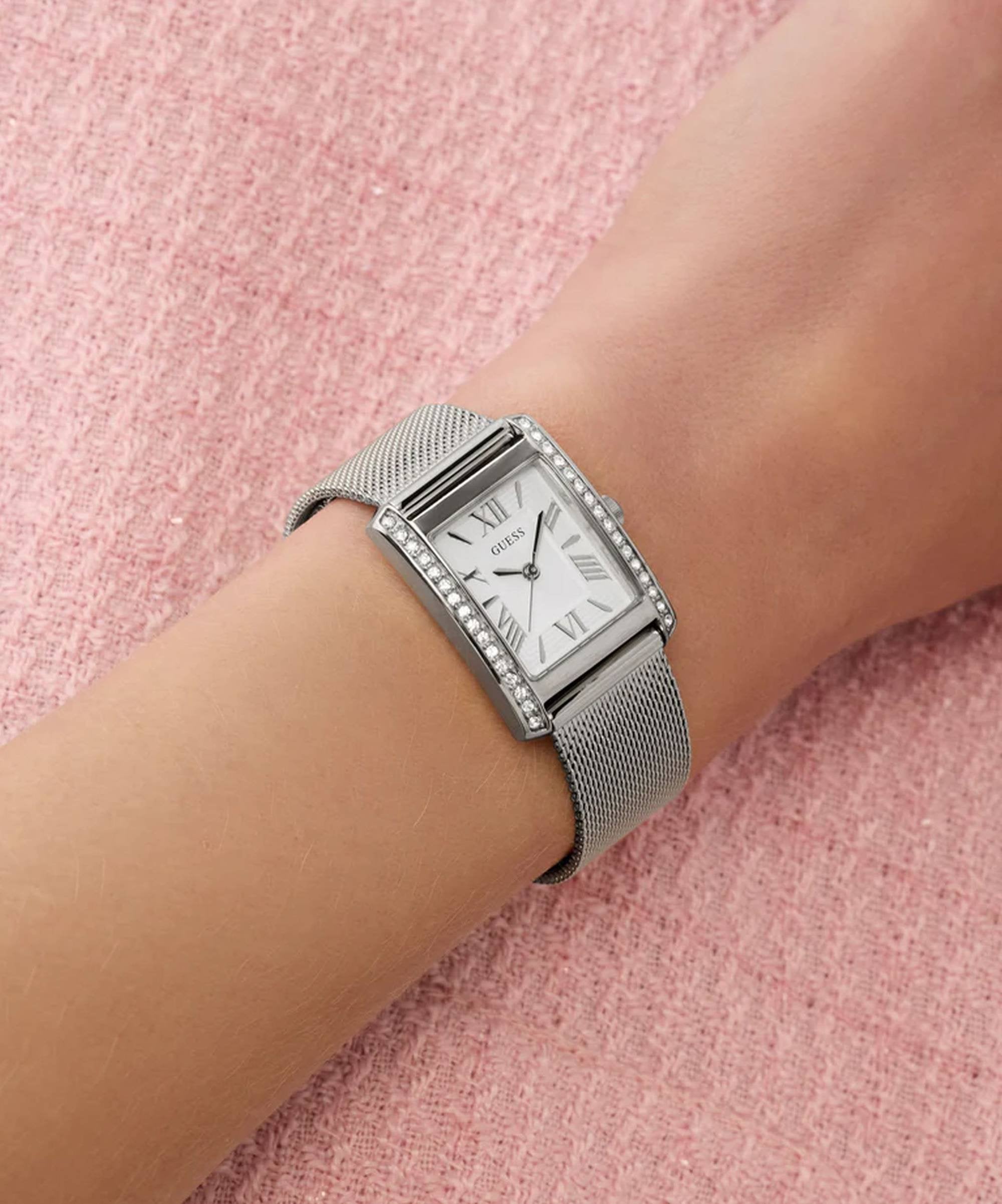 Guess Armbanduhr Damen Ladies Silver Tone Analog Watch Silber GW0997L1