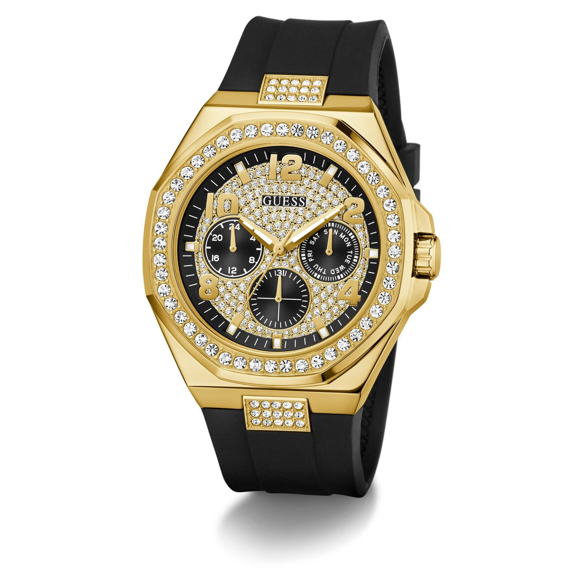 Guess Multifunktionsuhr Herren Gold-Tone and Black Multifunctional Watch Gold/Schwarz GW1002G2