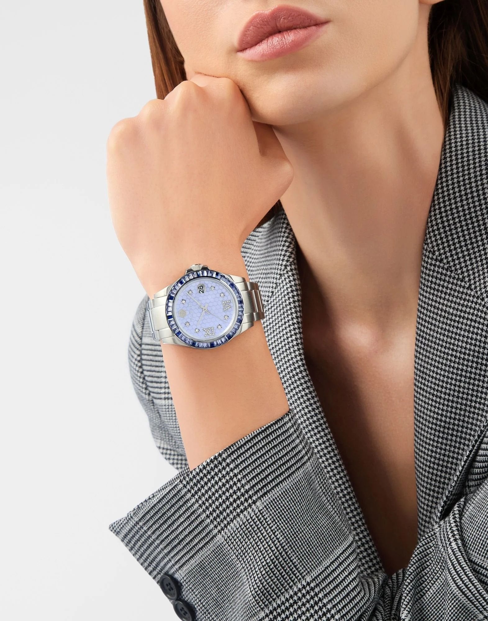 Philipp Plein Damenuhr Lady Empire PW2FA0125 Silber / Blau (Edelstahl)