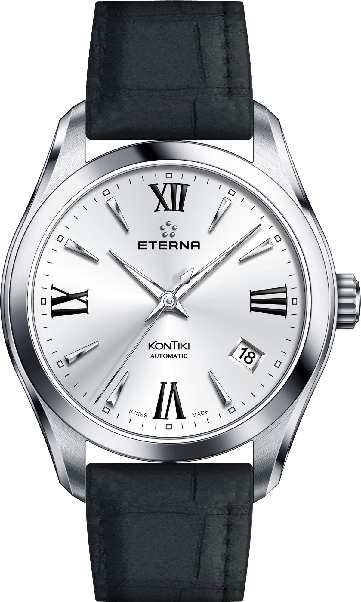 Eterna Damenuhr Kontiki Lady Automatic Silber Schwarz 1260.41.12.1378