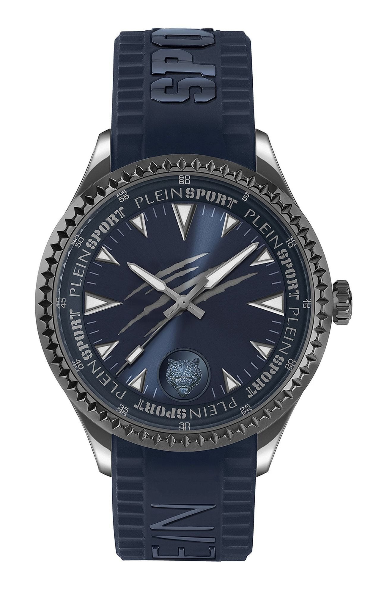 Plein Sport Herren Uhr LINEMAN PS5BA0524 Blau Silikon Edelstahl 45 mm