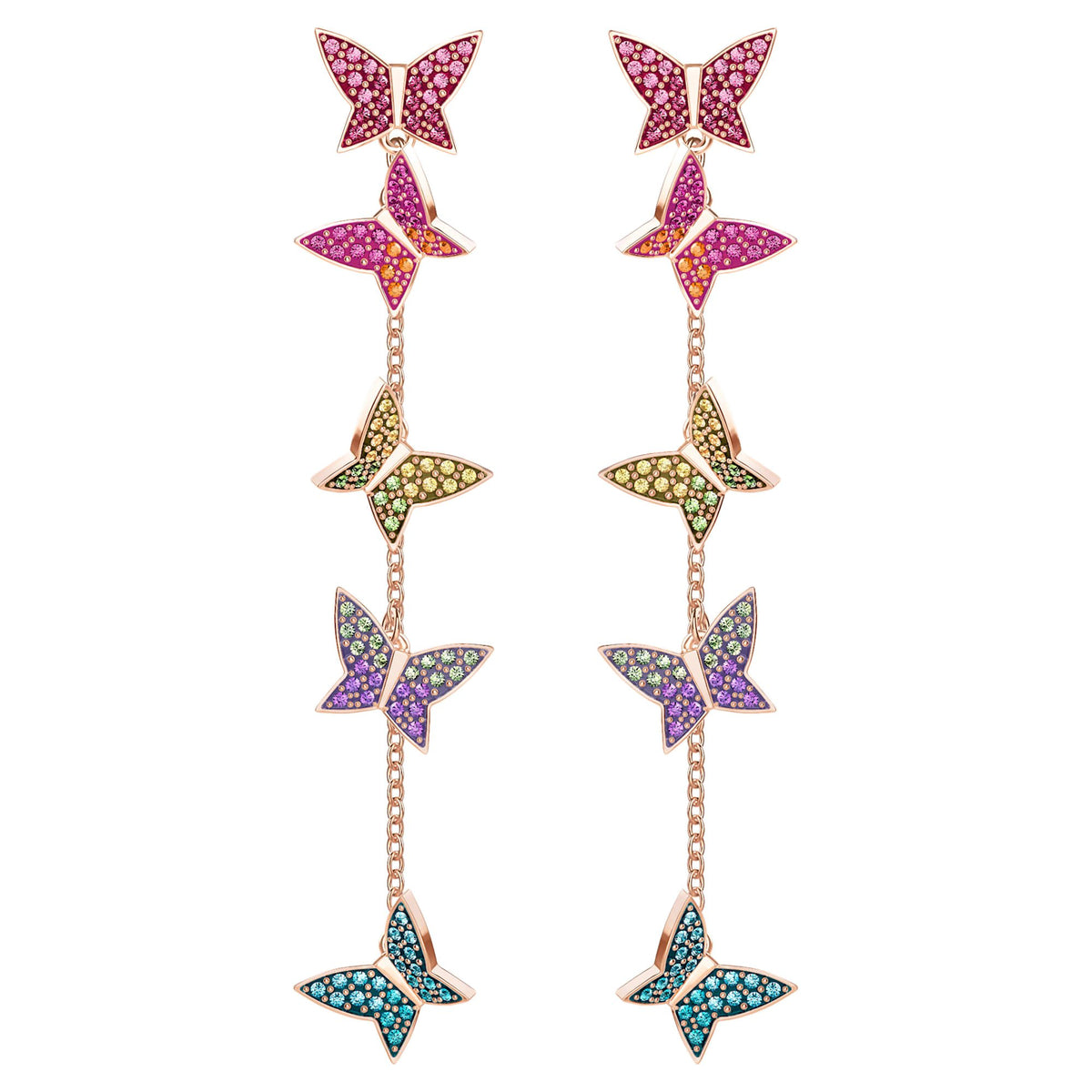 Swarovski Ohrringe Damen Lilia Schmetterling Mehrfarbig Roségoldfarben 5378693