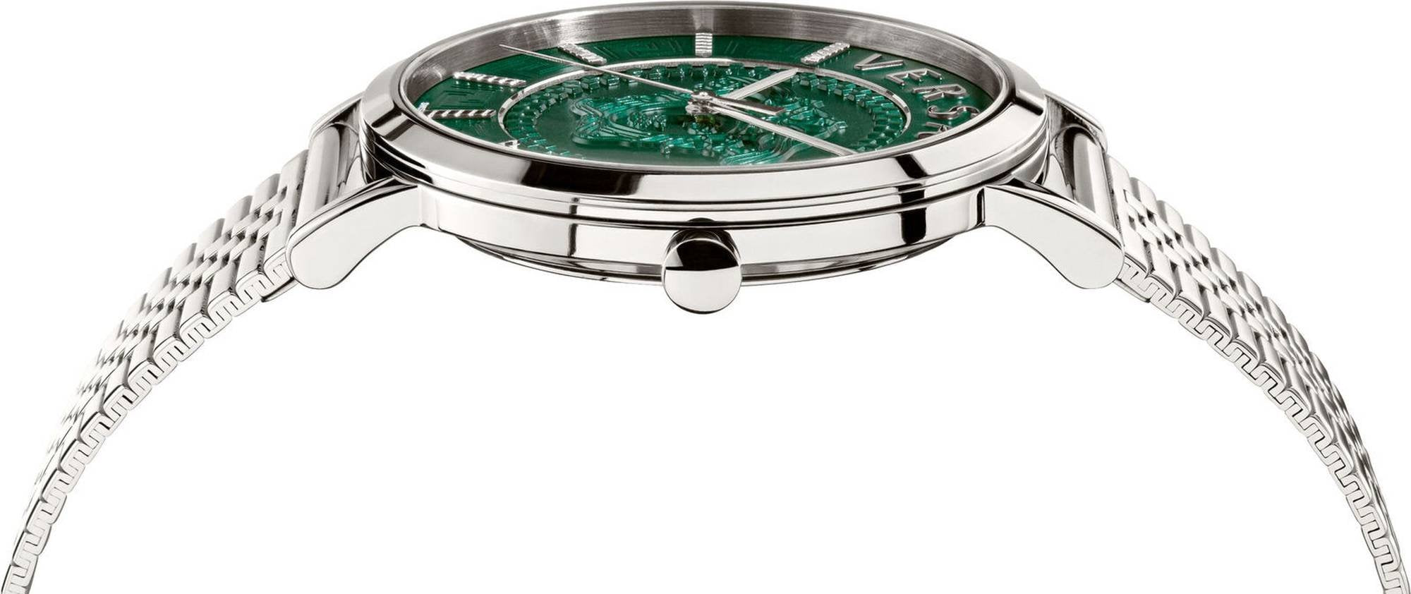 Versace Herren Armbanduhr V-ESSENTIAL silber, grün 40 mm VEJ400921