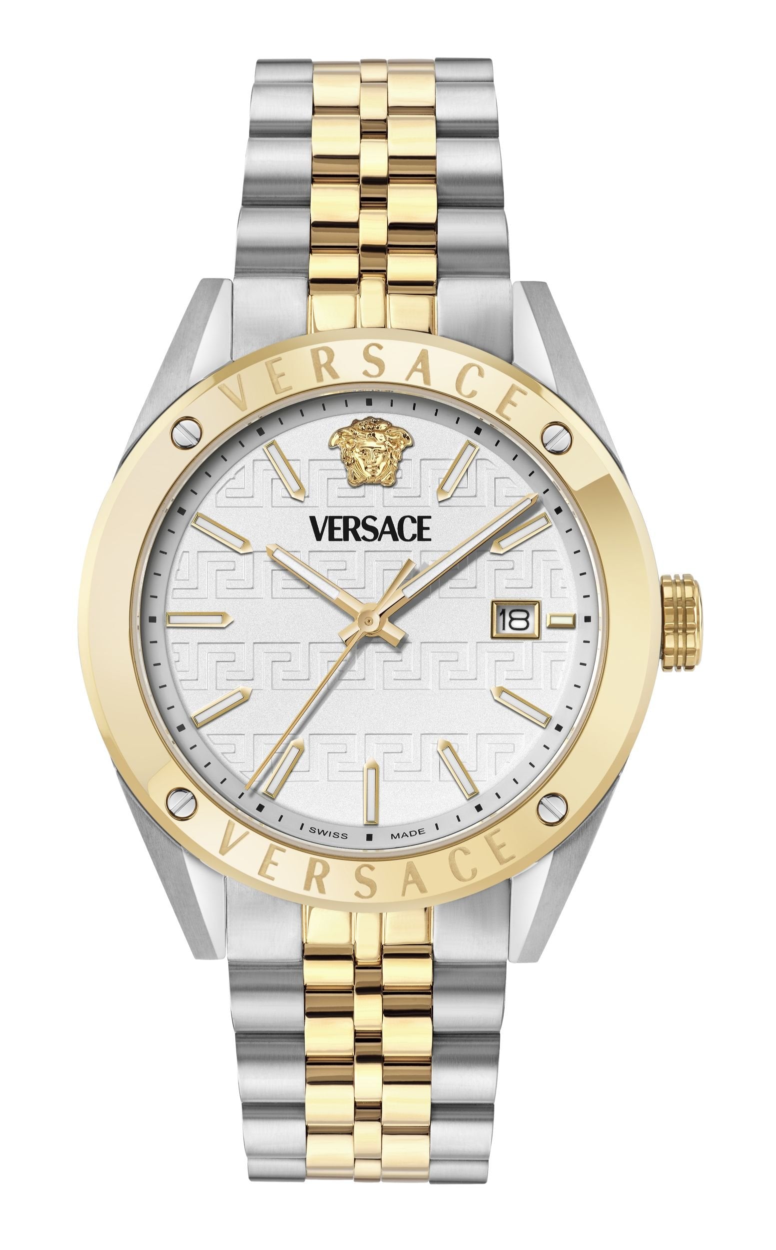 Versace Uhr Herren Athletics Gent Edelstahl Bicolor Weißes Zifferblatt 41 mm VEKHA0625