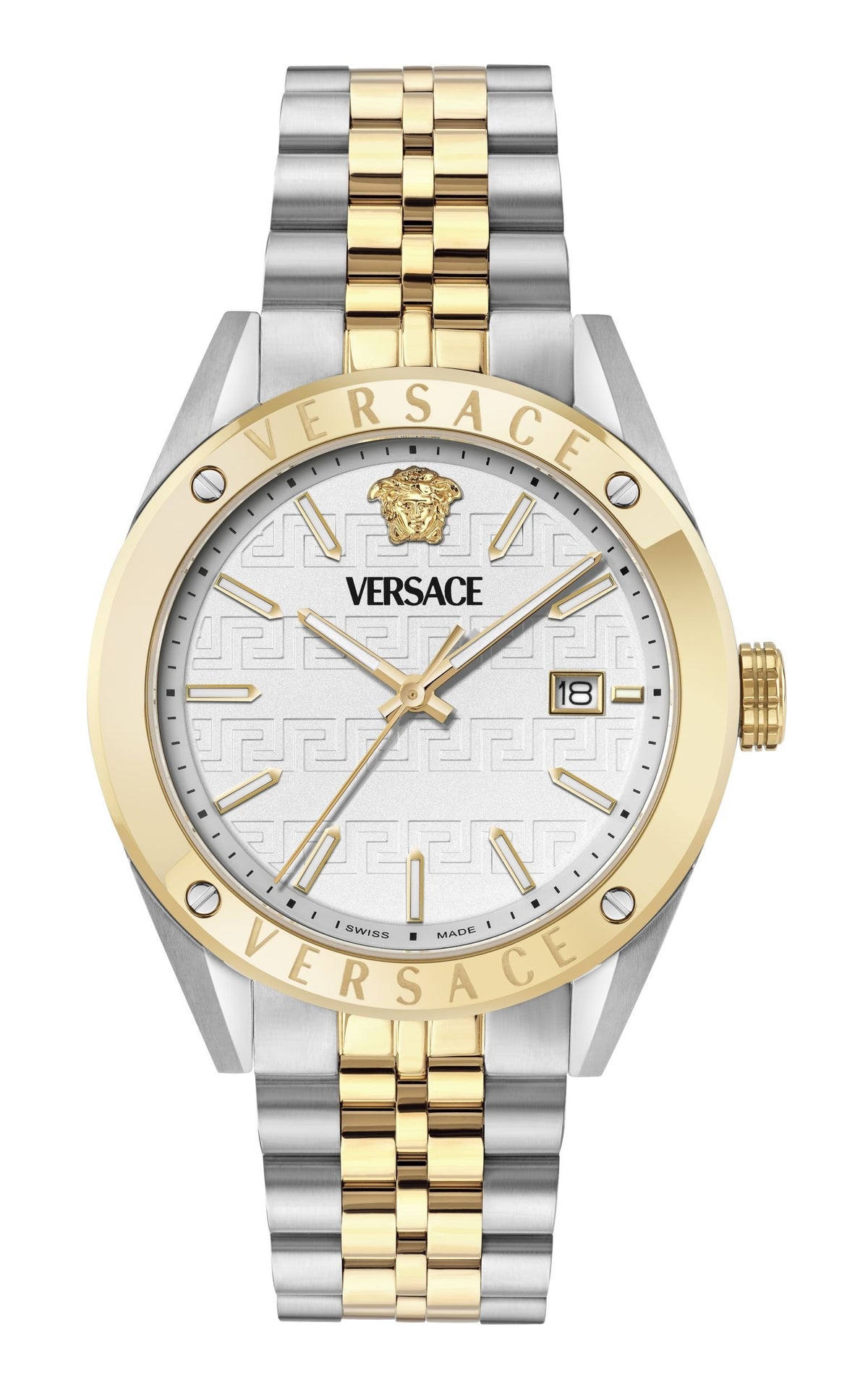 Versace Uhr Herren Athletics Gent Edelstahl Bicolor Weißes Zifferblatt 41 mm VEKHA0625