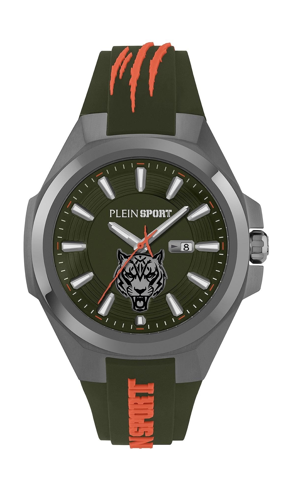 Plein Sport Uhr Herren TIGERMASTER PS7BA0624 Grün / Grau / Silikon