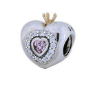 Pandora Damen-Charm Prinzessin Heart 925 Silber Zirkonia pink Kissenschliff - 791375PCZ