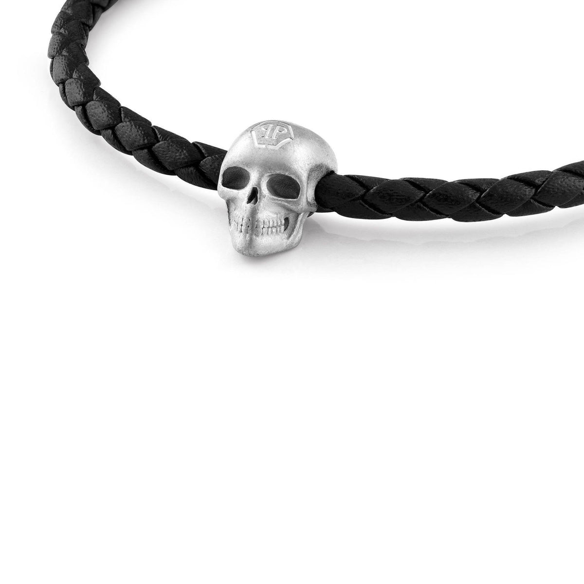 Philipp Plein Herren Armband LINKED schwarz silber Leder PJYEA13BU