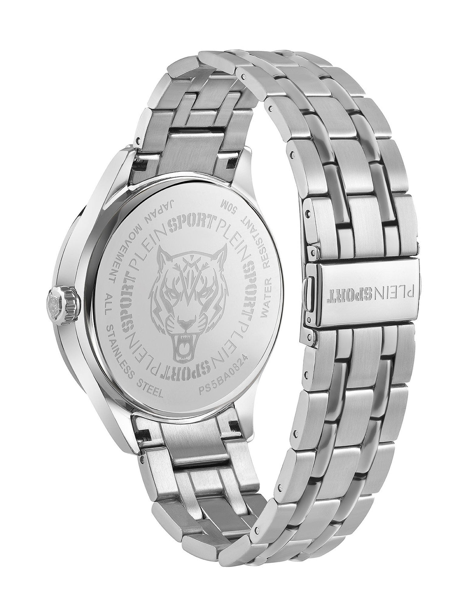 Plein Sport Herren Uhr LINEMAN PS5BA0824 Edelstahl Silber Gelb 45 mm