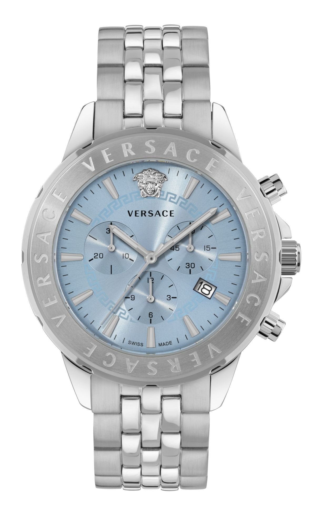 Versace Herren Armbanduhr Chrono Signature Blau Silber VEV602325